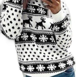 Black and White Reindeer Pattern Sweater